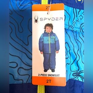 Spyder 2T Blue and Neon Green Two Piece Snowsuit NWT
